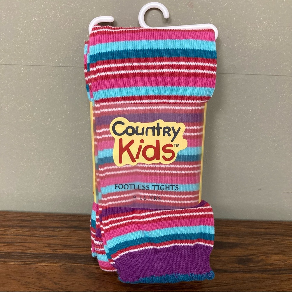 5/$15 NWT Country Kids Footless Tights Funky Stripe Capri 9-11yrs (BUNDLE ONLY)